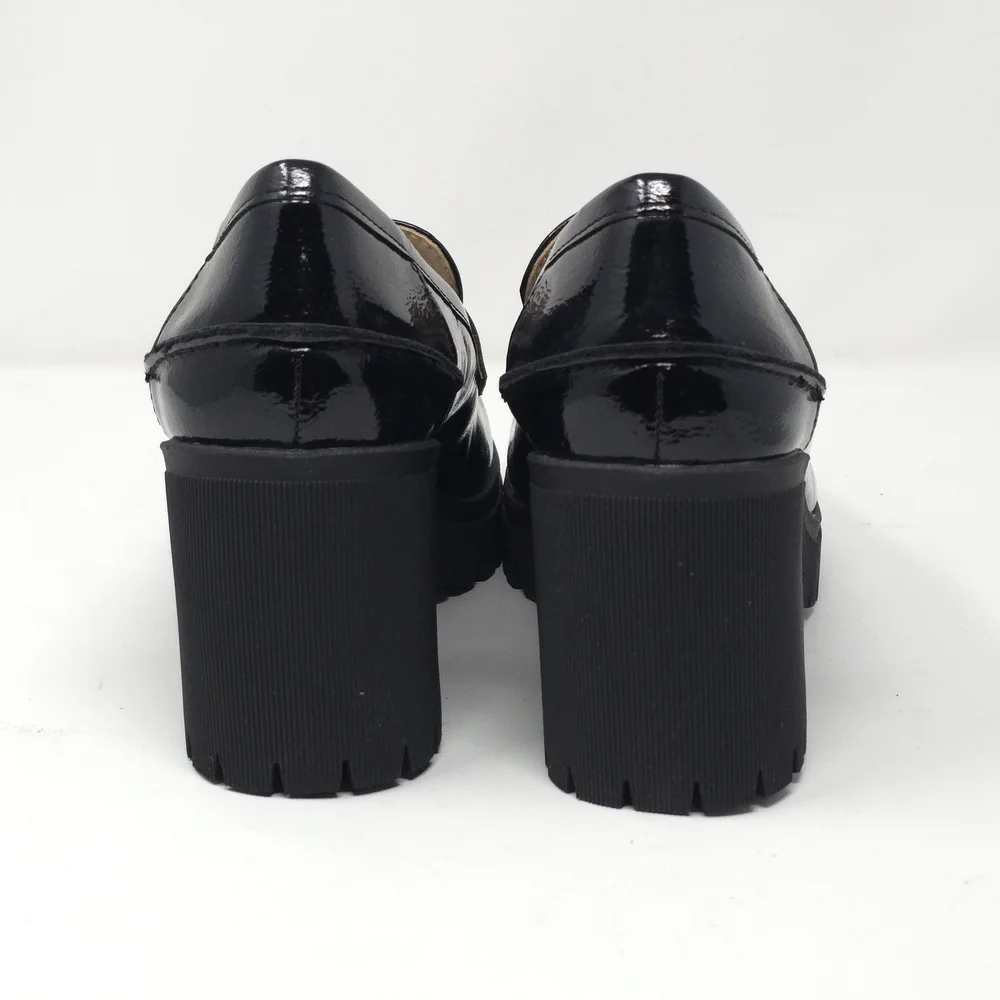 Sun + Stone Presscott Black Patent Chunky Heel Loafers 6.5M - Picture 5 of 12